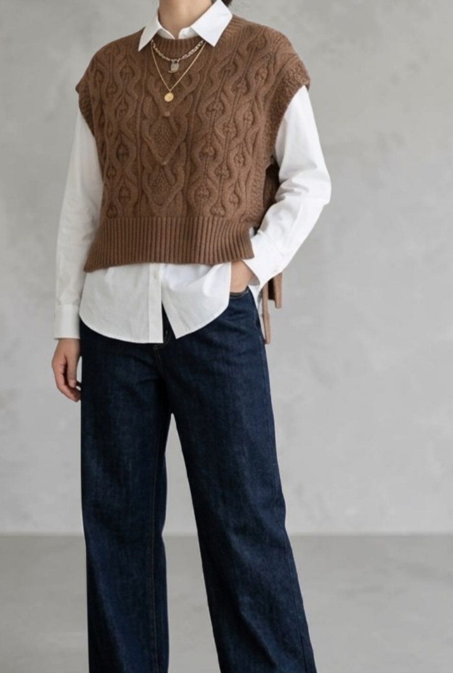 Ann Taylor Loft Cable-Knit Side Tie Sweater Vest